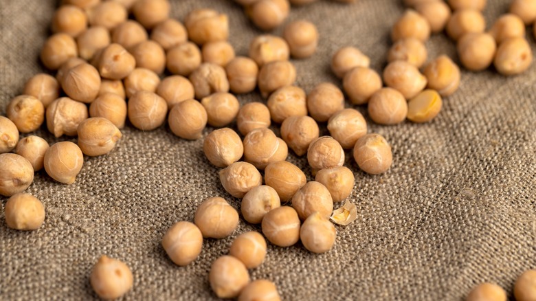 Garbanzo beans on cloth