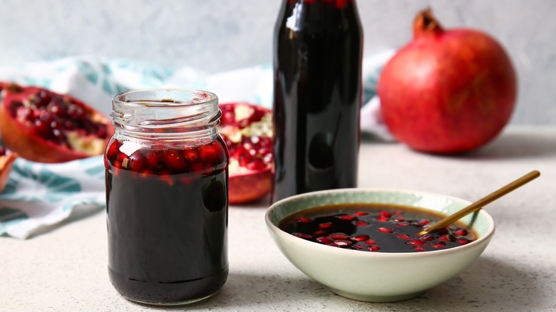 Jar of pomegranate molasses