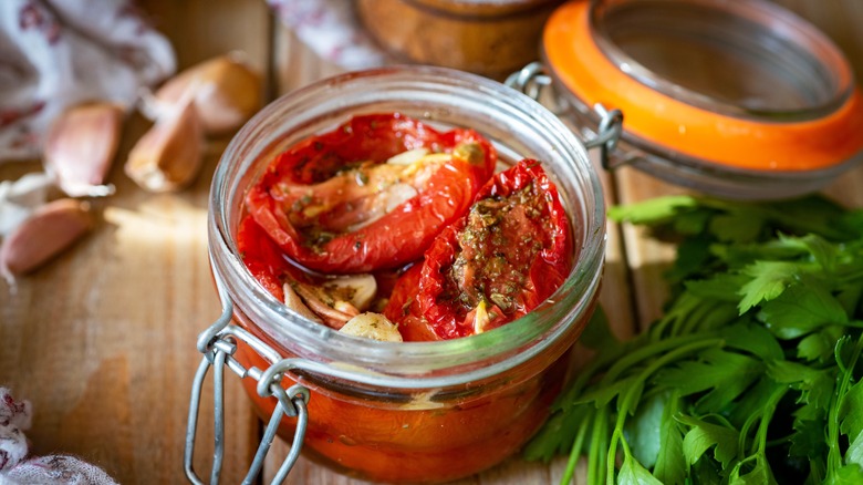 Jar of sun-dried tomatoes