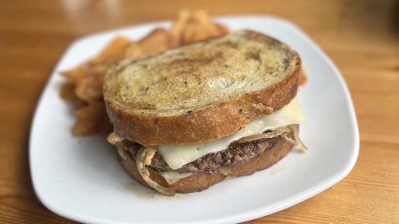 Burger on rye bread