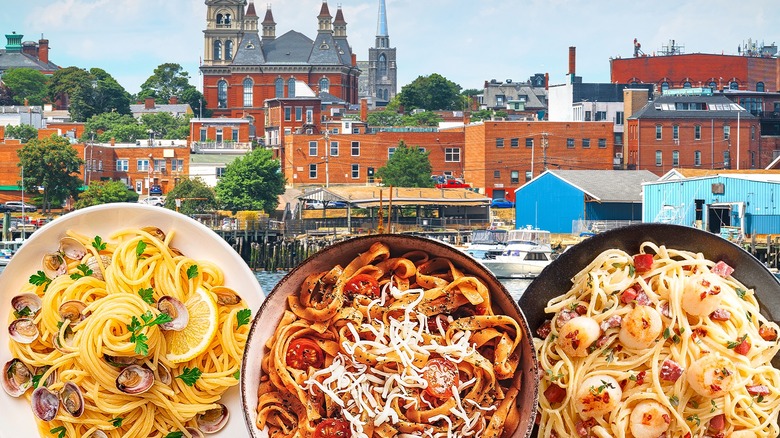 City with three pasta dishes