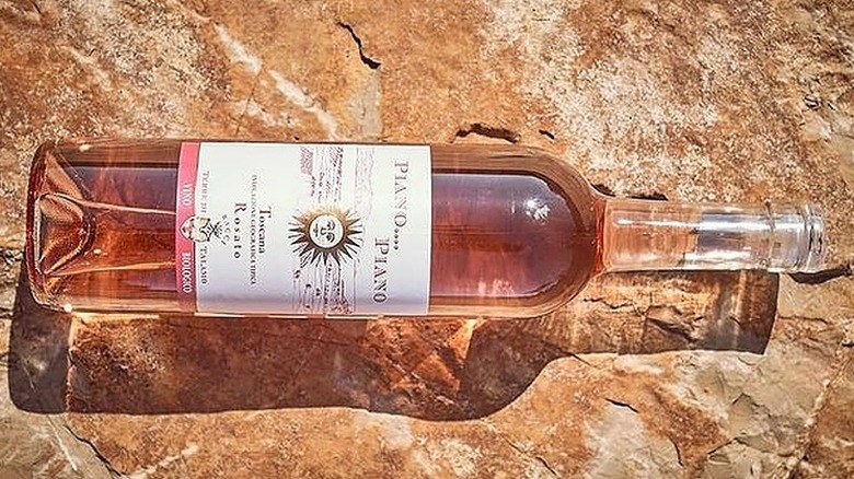 rose wine bottle side view