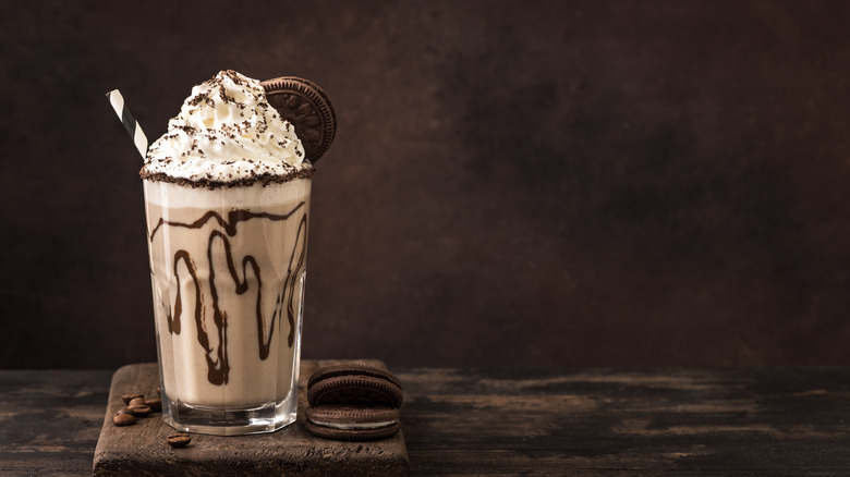 Frappe with chocolate syrup