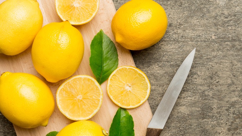 lemons on a cutting board