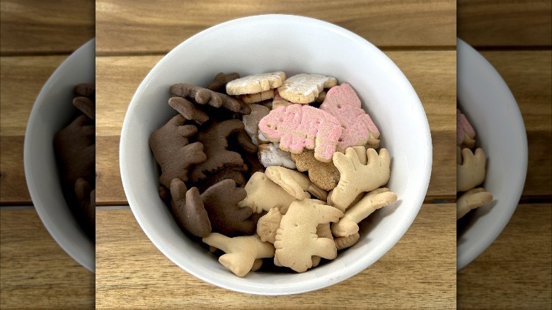 variety of animal crackers in bowl