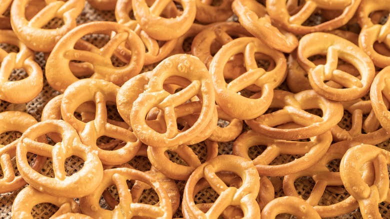 many crunchy pretzels