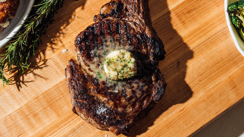 Tomahawk steak with rosemary and sea salt