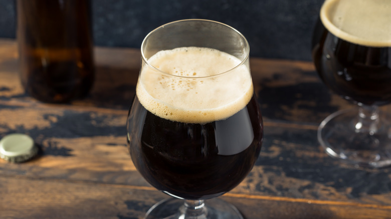 Dark beer in glasses