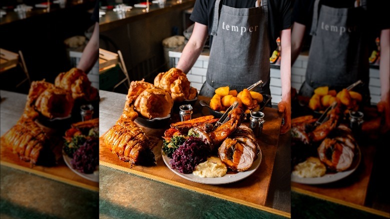 roast dinner with temper apron