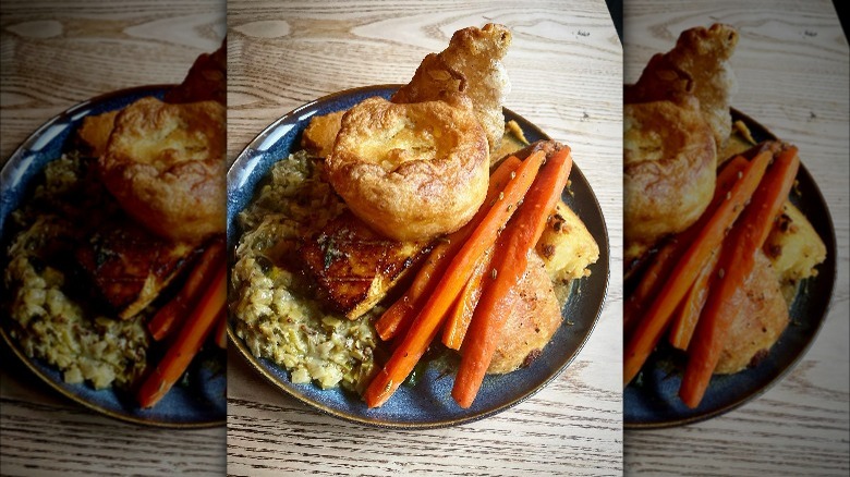 vegan Sunday roast on table