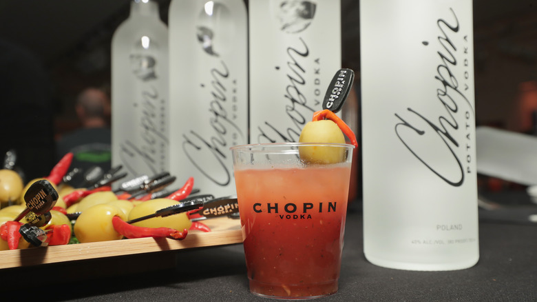 bloody mary and Chopin bottles