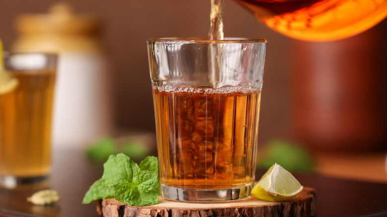 Green tea in a glass