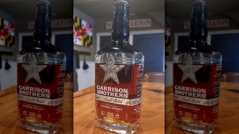 Garrison Brothers whiskey on table