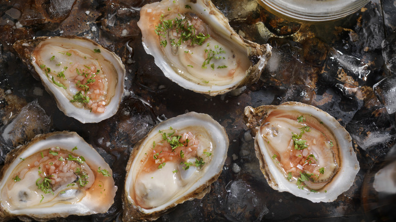 Raw oysters with mignonette sauce