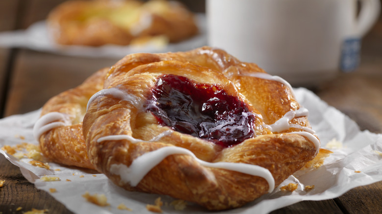 fruit-filled pastry on paper