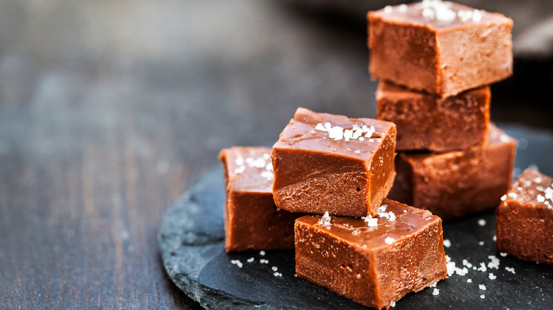 Chocolate fudge on a slate