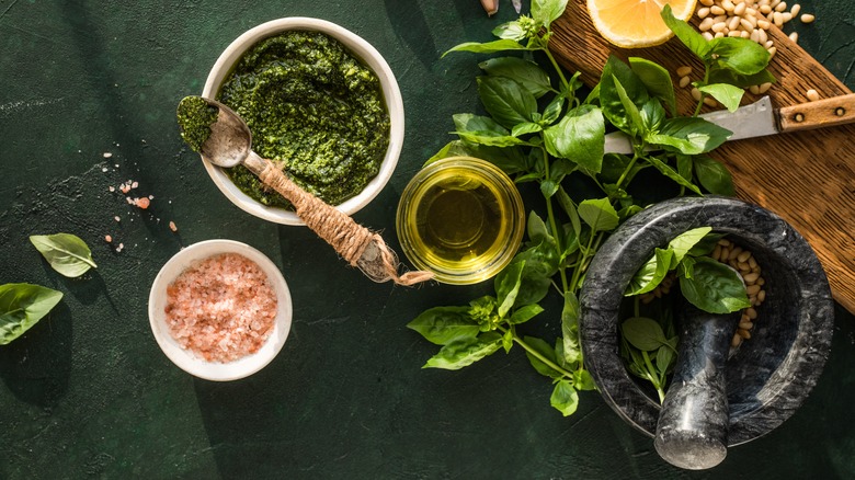 pesto pine nuts olive oil