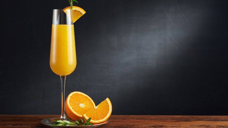 Mimosa with orange garnish