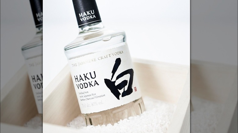 Bottle of Haku in rice