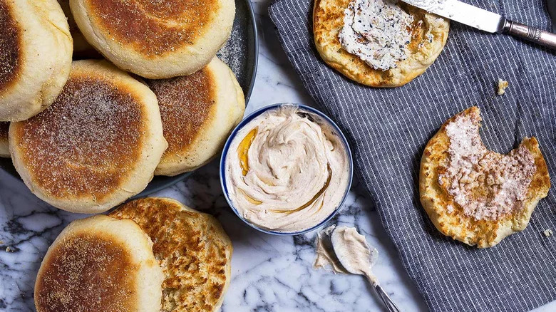 English muffins and spiced honey butter