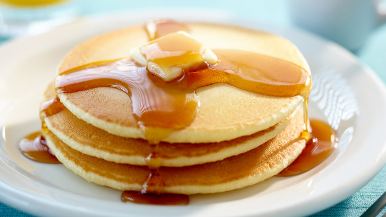 maple and butter on pancakes