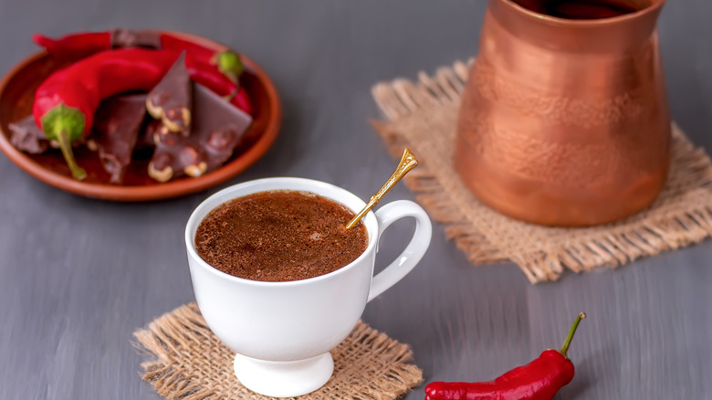 Hot chocolate with spicy chilis