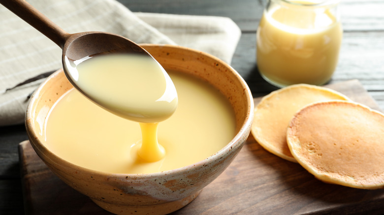 Sweetened condensed milk in bowl