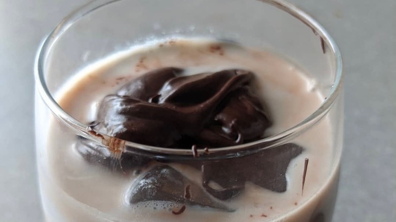 Whipped hot chocolate in glass