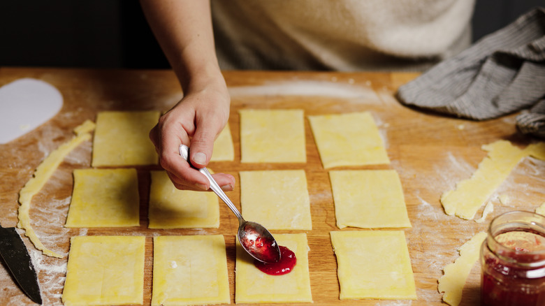 Filling pop tarts with jam