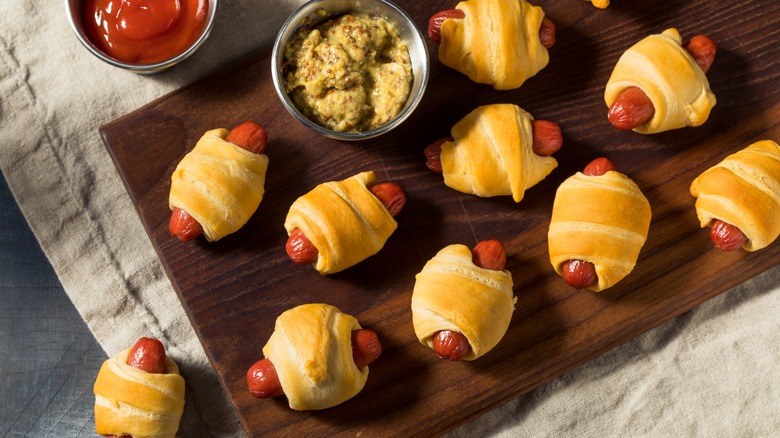 Pigs in a blanket on table