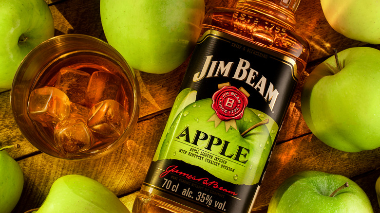 Bottle and glass of Jim Beam Apple