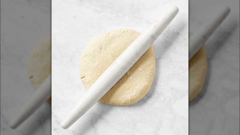 French tapered rolling pin with dough