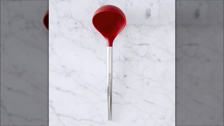 Stainless steel ladle with silicone edge