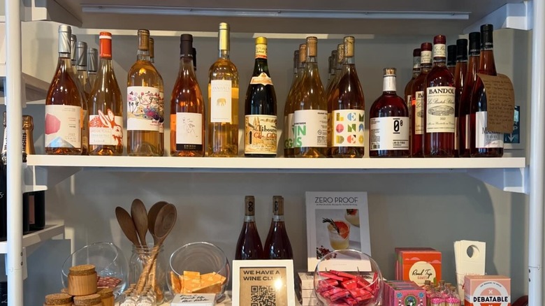 Wine bottles on shelf