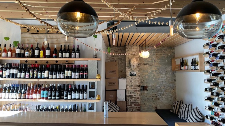 Wine shelves and bar