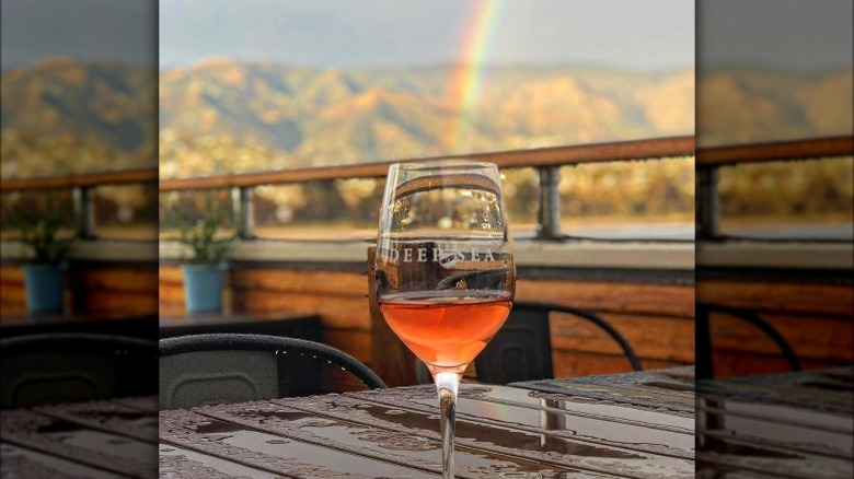 Wine glass and rainbow 