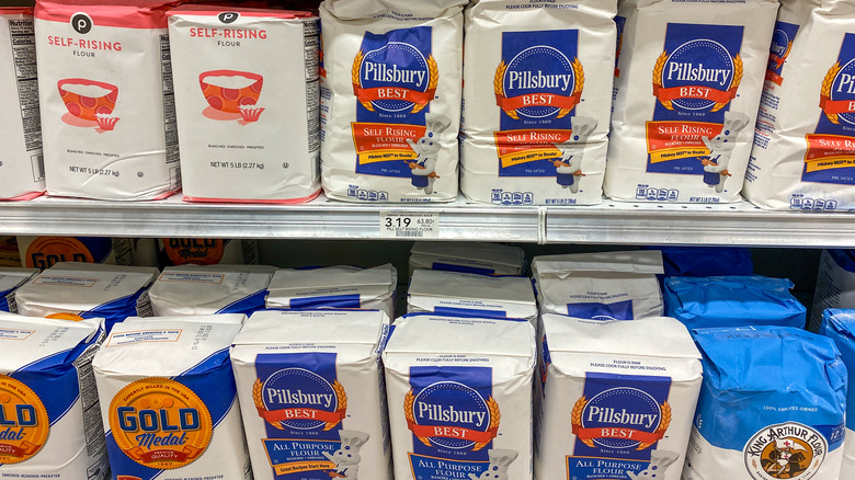 Flour types on grocery shelves