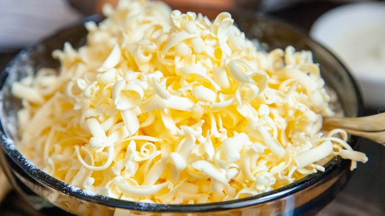 Grated butter in a bowl