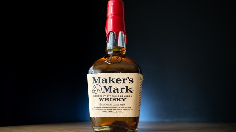 Bottle of Maker's Mark on a dark background
