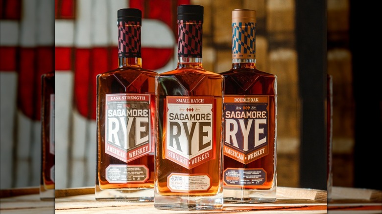 Three bottles of Sagamore Spirit rye