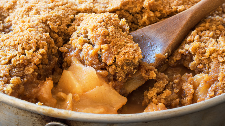 wooden spoon apple crumble bowl