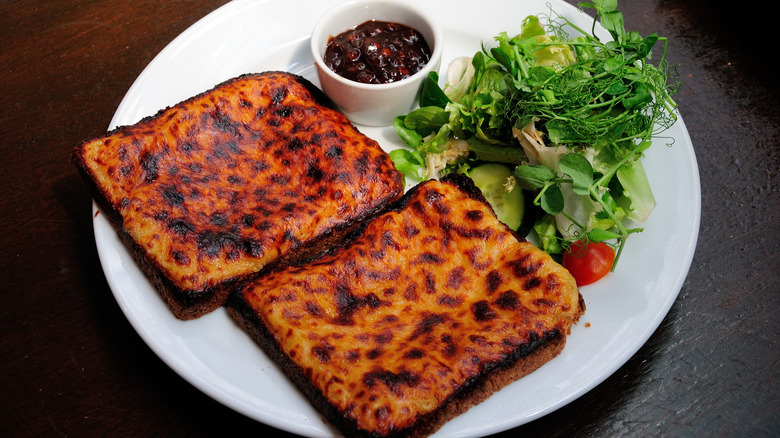 Welsh rarebit on plate