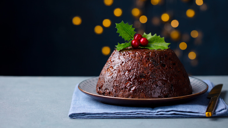 brown cake and red berry