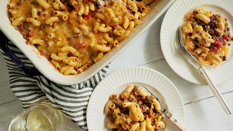 hamburger casserole on plates