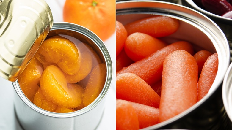 Mandrin oranges and canned carrots