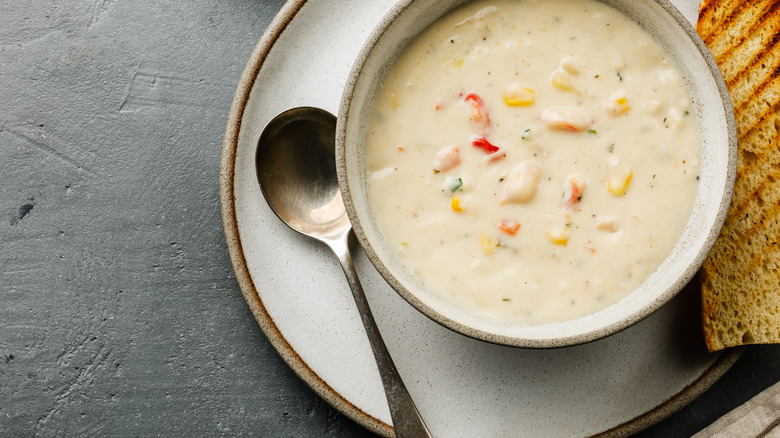 Bowl of corn chowder