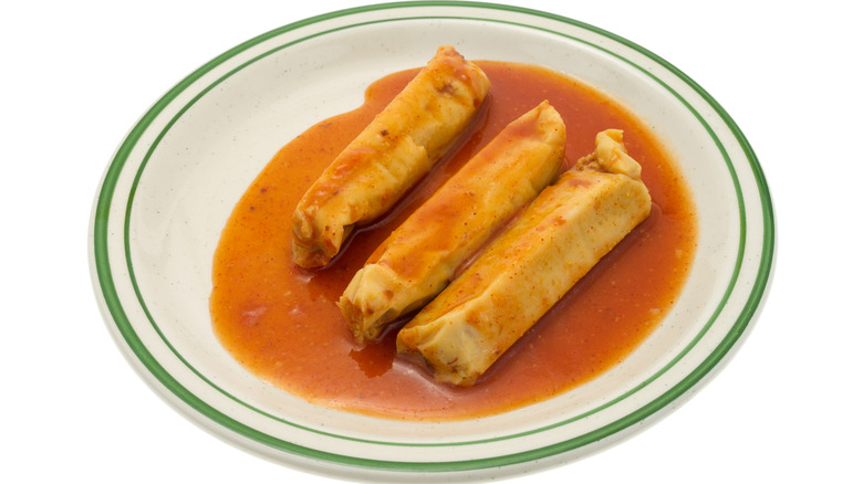 Canned tamales on a plate