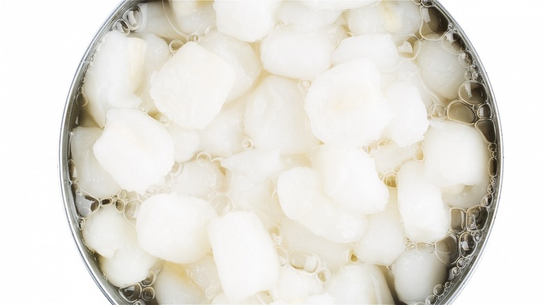 Top view of canned hominy