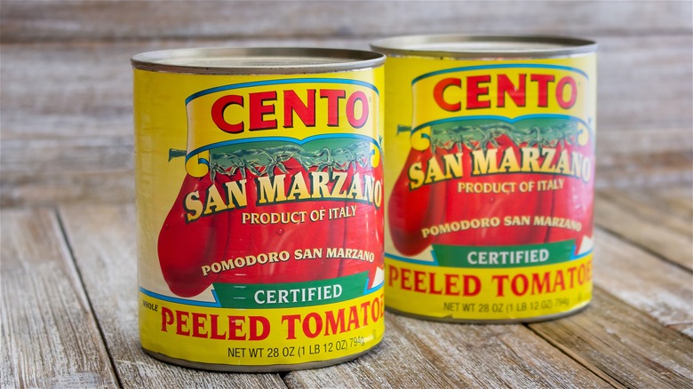 Cans of San Marzano tomatoes