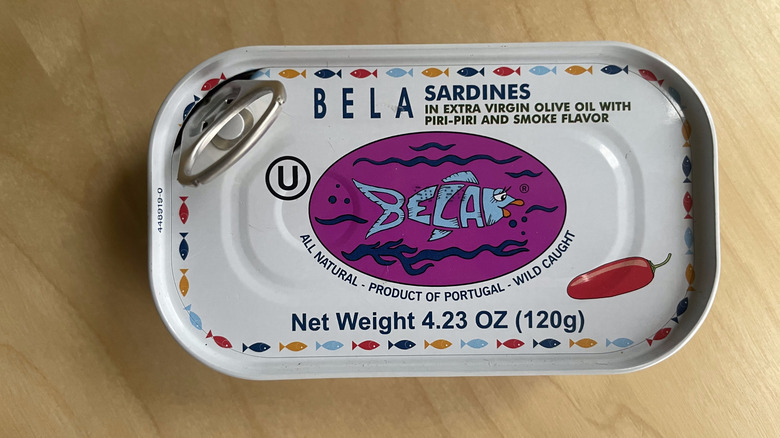 box above opened canned fish